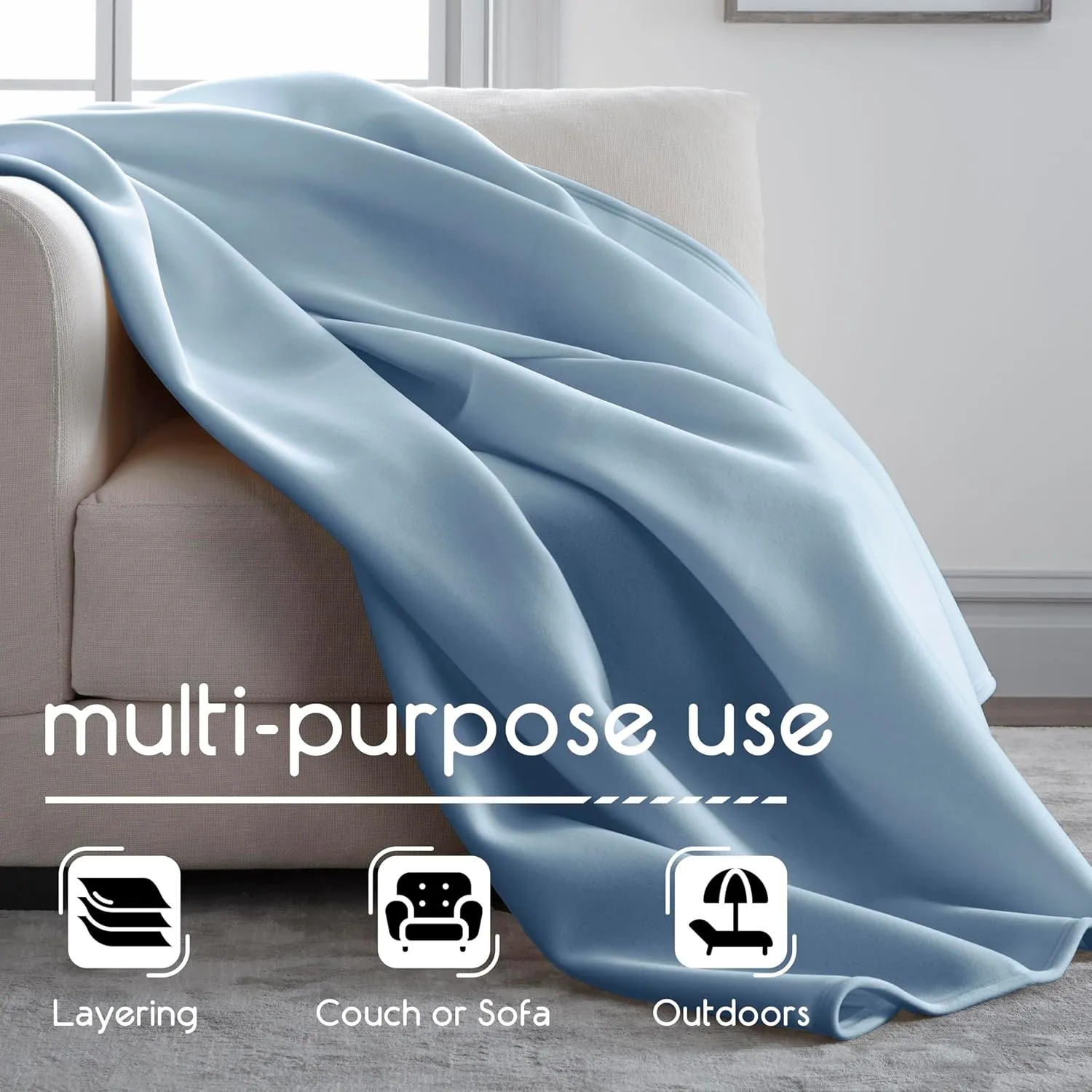 Vellux 1B07056 Original Insulating Core Hotel Style Solid blanket Machine Washable Soft Cozy Warm Thermal Durable Pet Friendly All Seasons Layering Bed Sofa Blankets, Twin, Blue