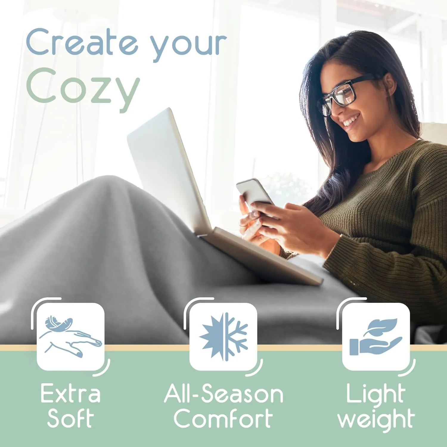 Vellux Full/Queen Size Microfleece Blanket | Fleece Bed Blanket | All-Season Comfort | Supersoft Lightweight | Plush Throw Blanket for Bed Couch or Sofa | Pet-Friendly | Light Grey