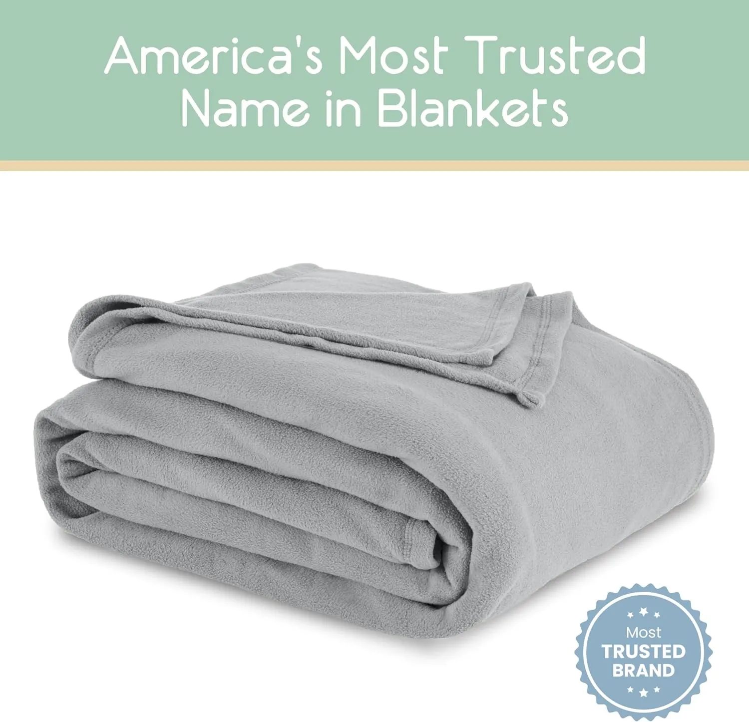 Vellux Full/Queen Size Microfleece Blanket | Fleece Bed Blanket | All-Season Comfort | Supersoft Lightweight | Plush Throw Blanket for Bed Couch or Sofa | Pet-Friendly | Light Grey