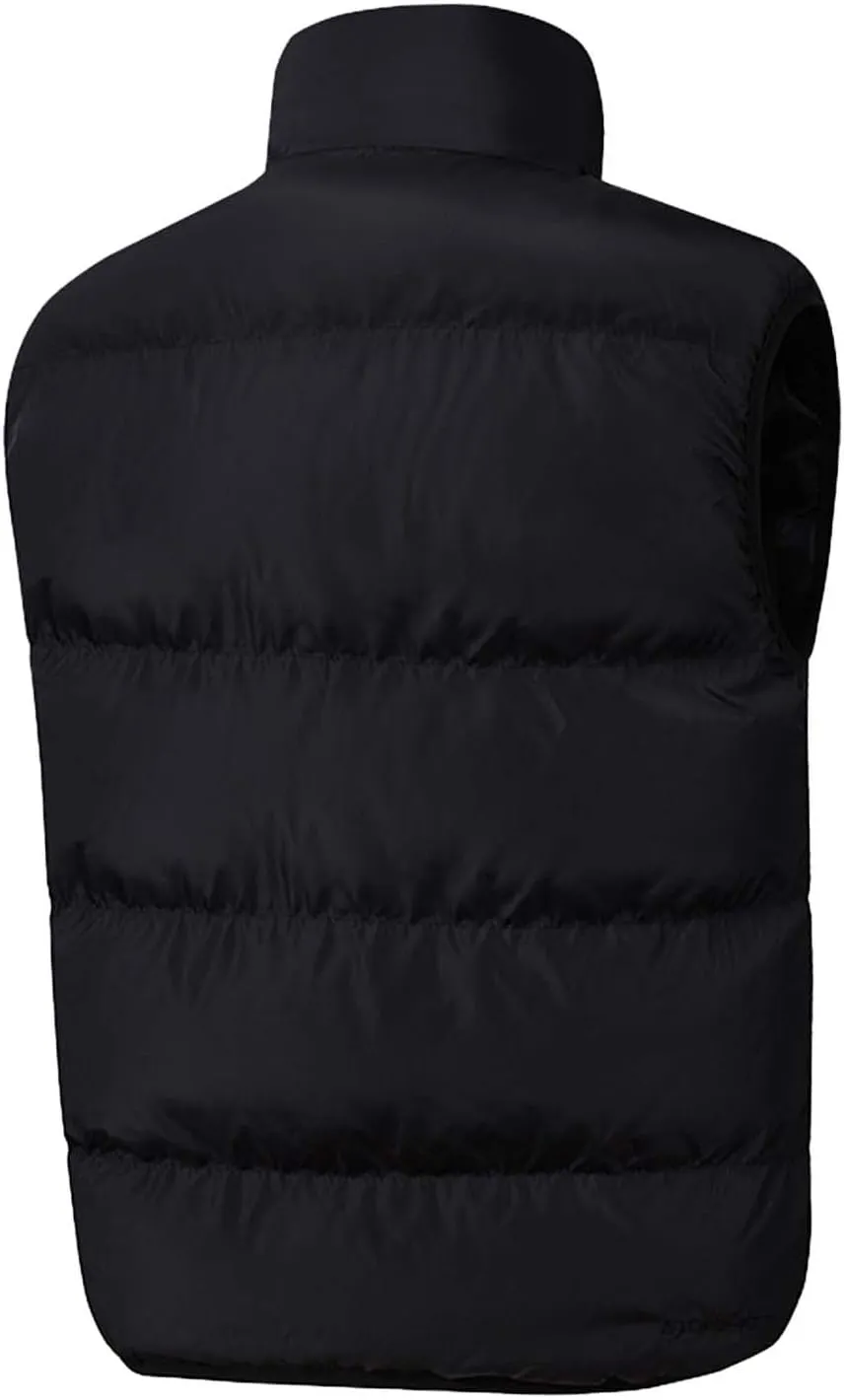 Vest for Men Stand Collar Zip Up Color Block Padded Jacket Thicken Warm Winter Casual Outdoor Sports Vest with Pocket