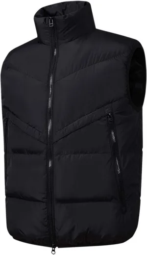 Vest for Men Stand Collar Zip Up Color Block Padded Jacket Thicken Warm Winter Casual Outdoor Sports Vest with Pocket