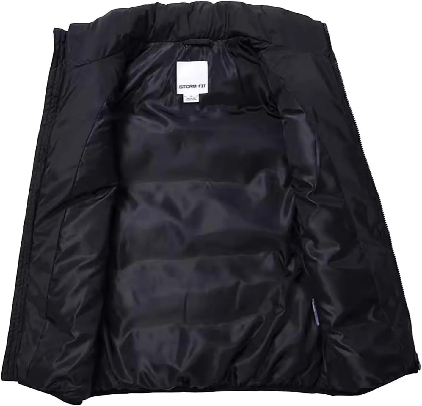 Vest for Men Stand Collar Zip Up Color Block Padded Jacket Thicken Warm Winter Casual Outdoor Sports Vest with Pocket