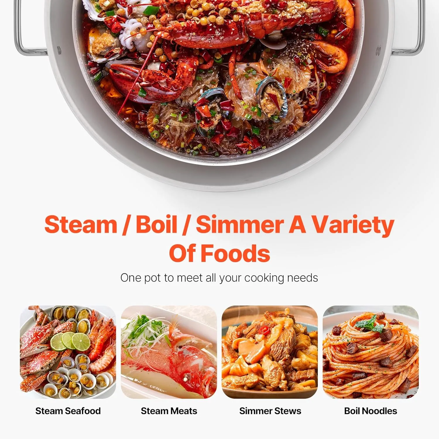 VEVOR 60 Qt Seafood Boiling Kit with Strainer, Outdoor Seafood Boil Pot and Basket, Cooking Set for Crab Crawfish Lobster Boiling, Aluminum Stockpot with 100,000 BTUs Propane Burner and Steamer Rack