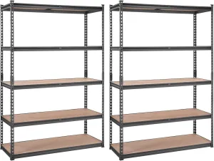 VEVOR Storage Shelving Unit, 5-Tier Adjustable, 2000 lbs Capacity, Heavy Duty Garage Shelves Metal Organizer Utility Rack, 2 Pack, 48" L x 18" W x 72" H