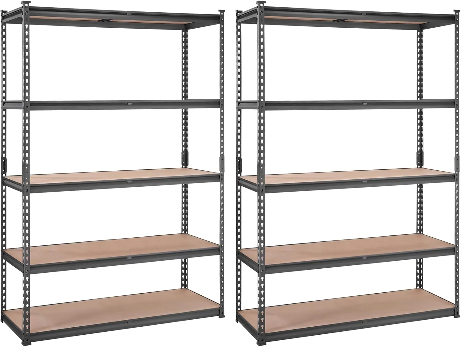 VEVOR Storage Shelving Unit, 5-Tier Adjustable, 2000 lbs Capacity, Heavy Duty Garage Shelves Metal Organizer Utility Rack, 2 Pack, 48" L x 18" W x 72" H
