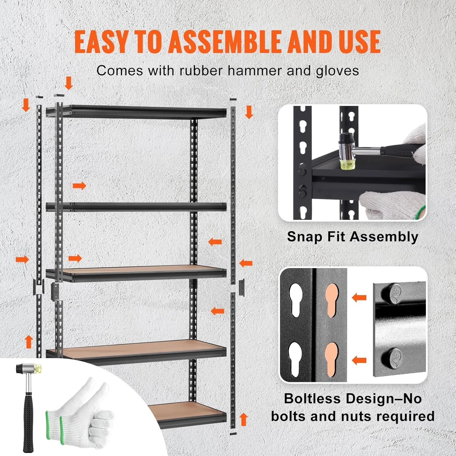 VEVOR Storage Shelving Unit, 5-Tier Adjustable, 2000 lbs Capacity, Heavy Duty Garage Shelves Metal Organizer Utility Rack, 2 Pack, 48" L x 18" W x 72" H
