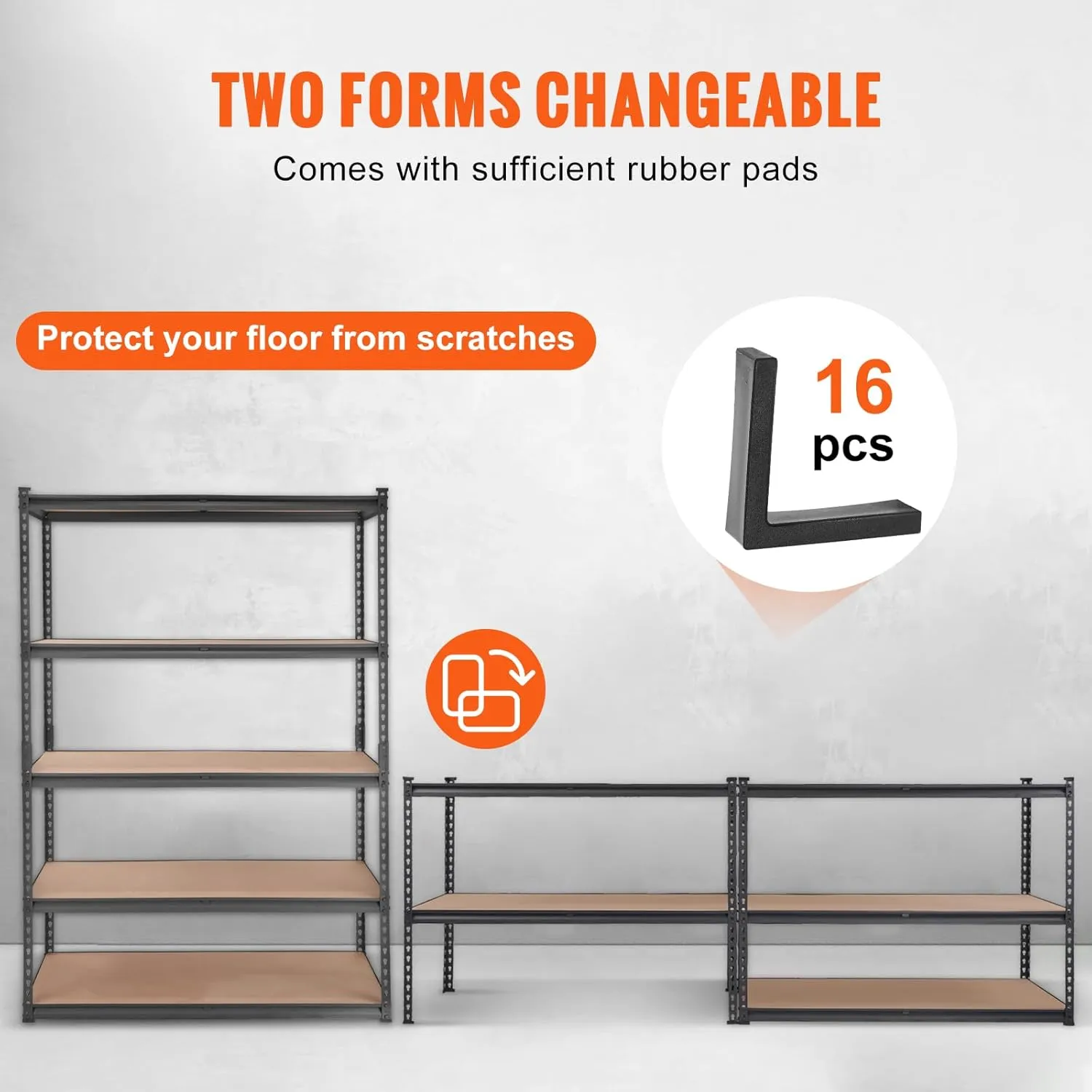 VEVOR Storage Shelving Unit, 5-Tier Adjustable, 2000 lbs Capacity, Heavy Duty Garage Shelves Metal Organizer Utility Rack, 2 Pack, 48" L x 18" W x 72" H