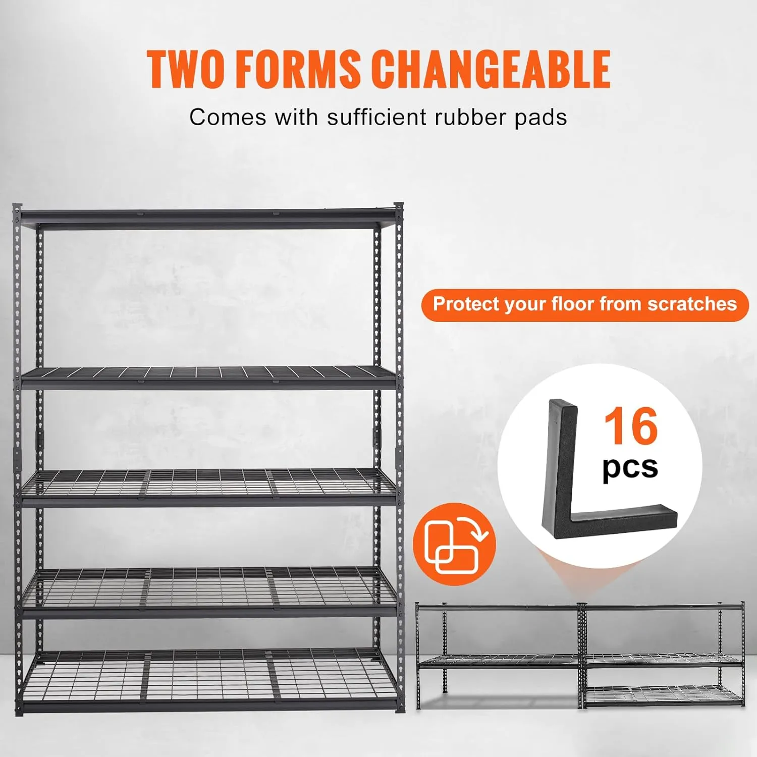 VEVOR Storage Shelving Unit, 5-Tier Adjustable Storage Shelves, 60" L x 24" W x 78" H Heavy Duty Garage Storage Shelves, Metal Shelves for Kitchen Pantry Basement Bathroom Laundry, Black