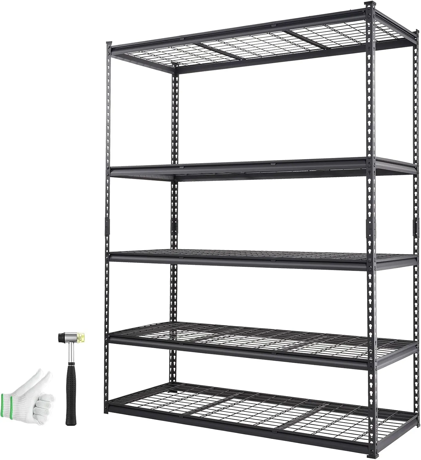 VEVOR Storage Shelving Unit, 5-Tier Adjustable Storage Shelves, 60" L x 24" W x 78" H Heavy Duty Garage Storage Shelves, Metal Shelves for Kitchen Pantry Basement Bathroom Laundry, Black