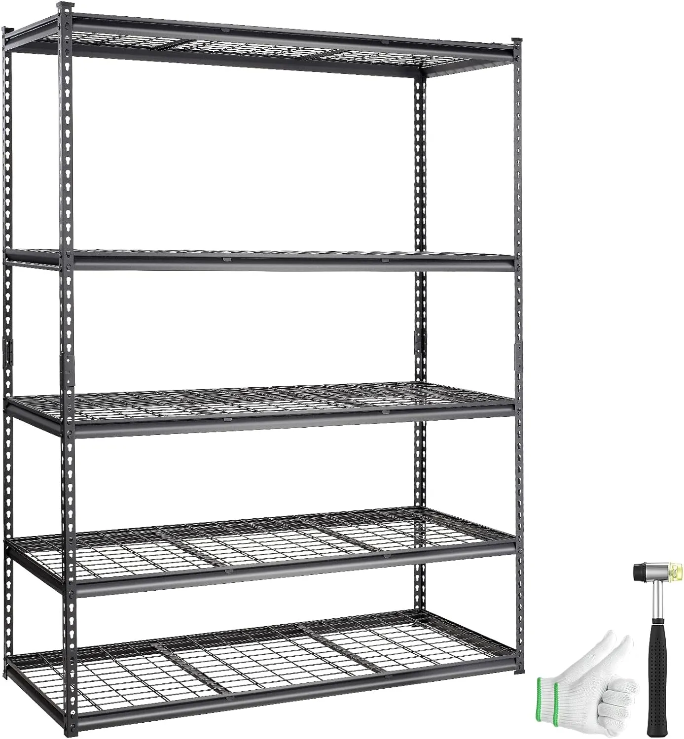 VEVOR Storage Shelving Unit, 5-Tier Adjustable Storage Shelves, 60" L x 24" W x 78" H Heavy Duty Garage Storage Shelves, Metal Shelves for Kitchen Pantry Basement Bathroom Laundry, Black