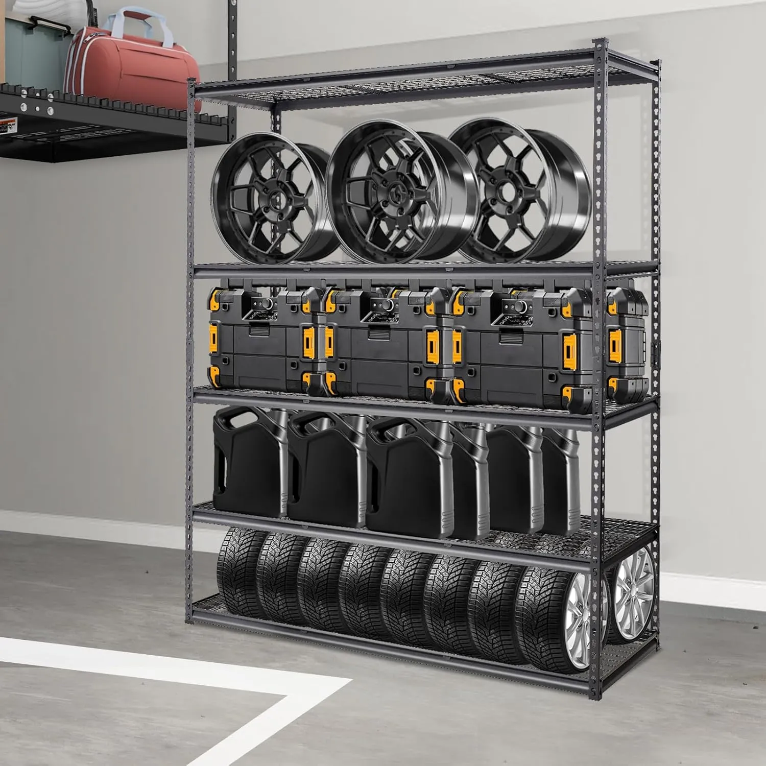 VEVOR Storage Shelving Unit, 5-Tier Adjustable Storage Shelves, 60" L x 24" W x 78" H Heavy Duty Garage Storage Shelves, Metal Shelves for Kitchen Pantry Basement Bathroom Laundry, Black