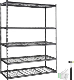 VEVOR Storage Shelving Unit, 5-Tier Adjustable Storage Shelves, 60" L x 24" W x 78" H Heavy Duty Garage Storage Shelves, Metal Shelves for Kitchen Pantry Basement Bathroom Laundry, Black