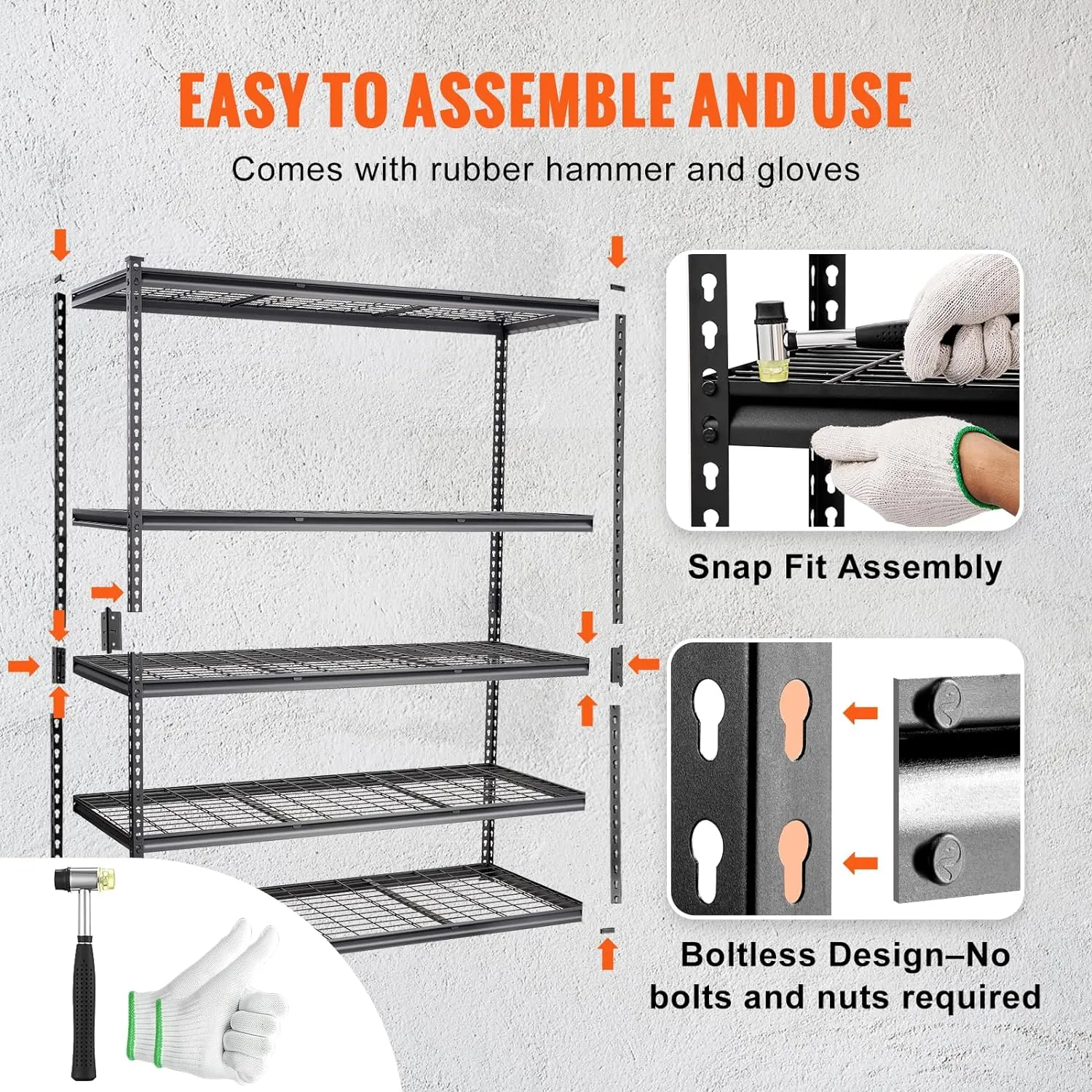 VEVOR Storage Shelving Unit, 5-Tier Adjustable Storage Shelves, 60" L x 24" W x 78" H Heavy Duty Garage Storage Shelves, Metal Shelves for Kitchen Pantry Basement Bathroom Laundry, Black