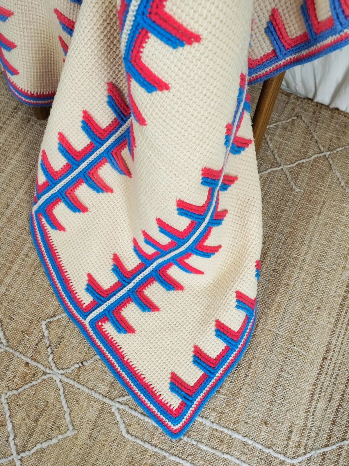 Vintage Handknit Football Stitch Blanket