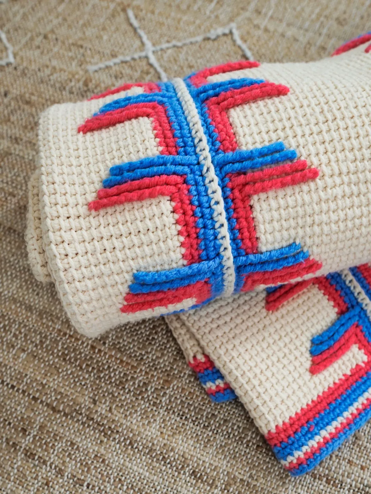 Vintage Handknit Football Stitch Blanket