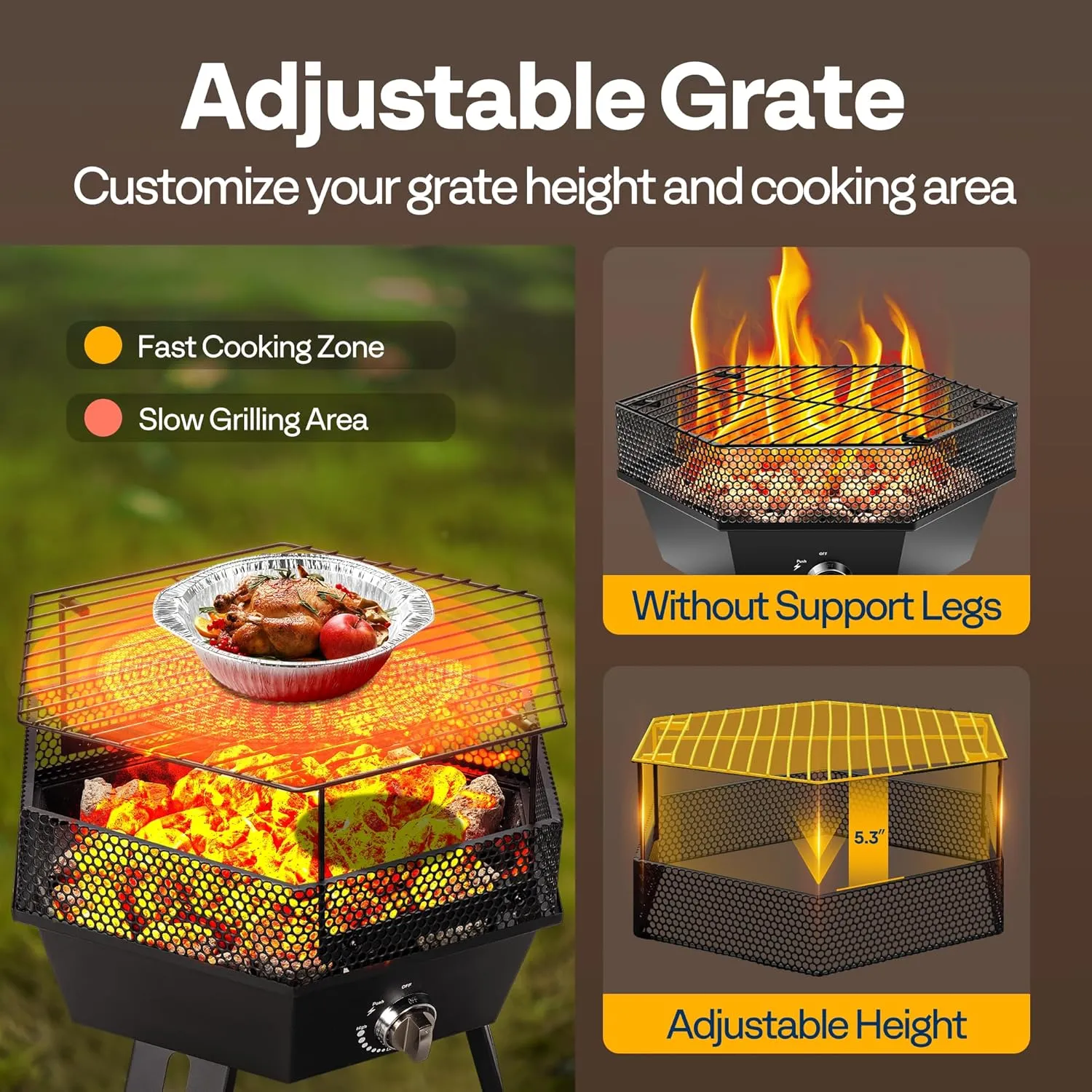 VIVOHOME Portable 58,000 BTU Propane Fire Pit with Grill, 20-Inch Smokeless Outdoor Design with Carry Bag, Tank Holder, Ideal for Patio, Backyard, Camping, Tailgating, Deck, RV