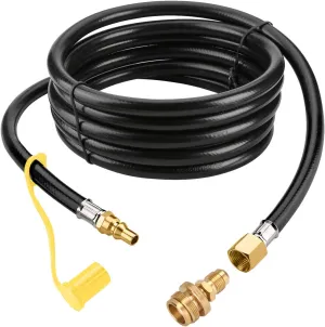 WADEO 12 FT Propane Quick Connect Hose for RV to Gas Grill, Converter Replacement for 1 LB Throwaway Bottle Connects 1 LB Portable Appliance to RV 1/4" Female Quick Disconnect