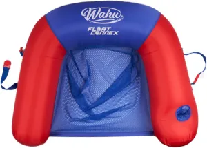 WAHU Float Connex Aqua Pool Seat with Connex Clips, Cupholder, and Inflate Valve, Inflatable Pool Float Chair for Adults and Kids Ages 8 , Blue/Red