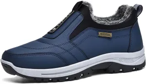 Walking Hiking Slip-On Shoes,Winter Outdoor Trekking Orthopedic Arch Support Trainers Waterproof Work Sports Shoes Extra Wide Anti Slip Climbing Trails Sneakers,Black,43EU