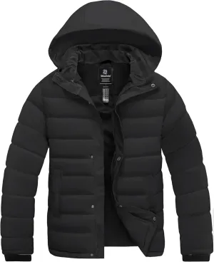 wantdo Men's Quilted Puffer Jacket Hooded Waterproof winter jacket Warm Puffer Coat Outwear