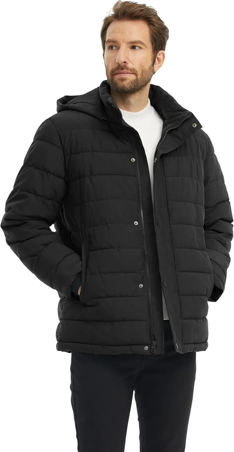 wantdo Men's Quilted Puffer Jacket Hooded Waterproof winter jacket Warm Puffer Coat Outwear