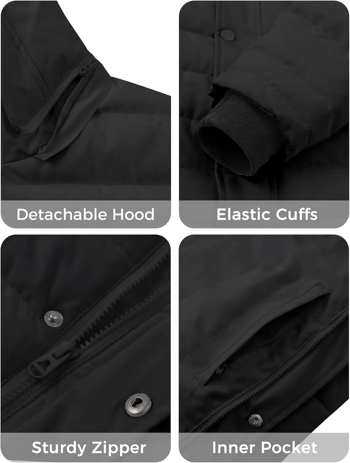 wantdo Men's Quilted Puffer Jacket Hooded Waterproof winter jacket Warm Puffer Coat Outwear
