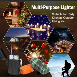 Waterproof and Windproof Blue Flame Lighter, Convenient to Carry, can be Filled with Butane, Suitable for Outdoor and Indoor use, Adjustable Flame Size (Butane not Included)(Red)