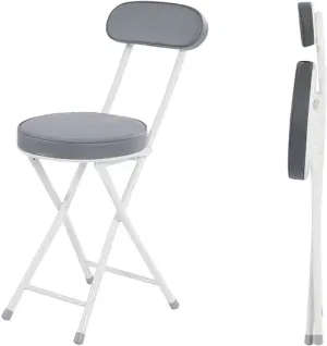 WCH Foldable Chairs - 2 Pieces, Portable Dining Chair, Foldable Stool with PU Leather Backrest for Outdoor Camping Kitchen (Color:Grey)