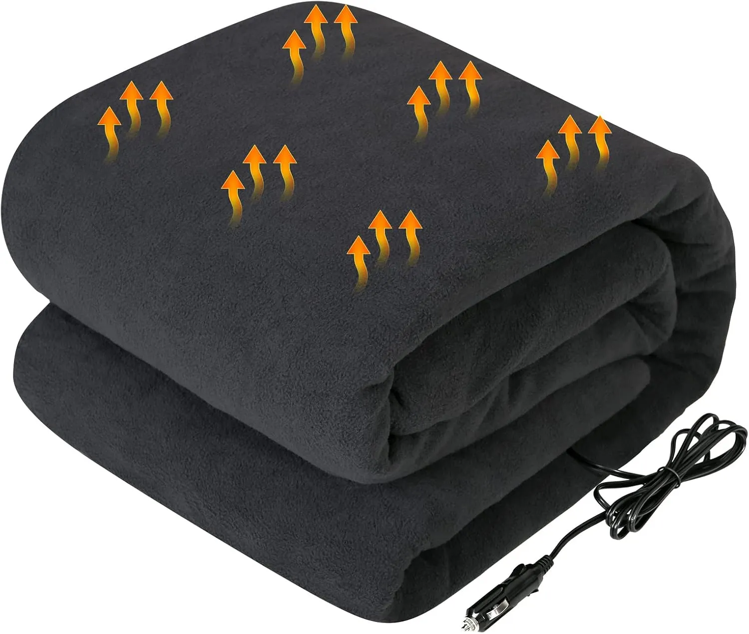 Westinghouse Heated Car Blanke1t, 12-Volt Electric Blanket for Car, Truck, SUV, RV, Portable Heated Throw for Camping, Charcoal, 59" x 43”