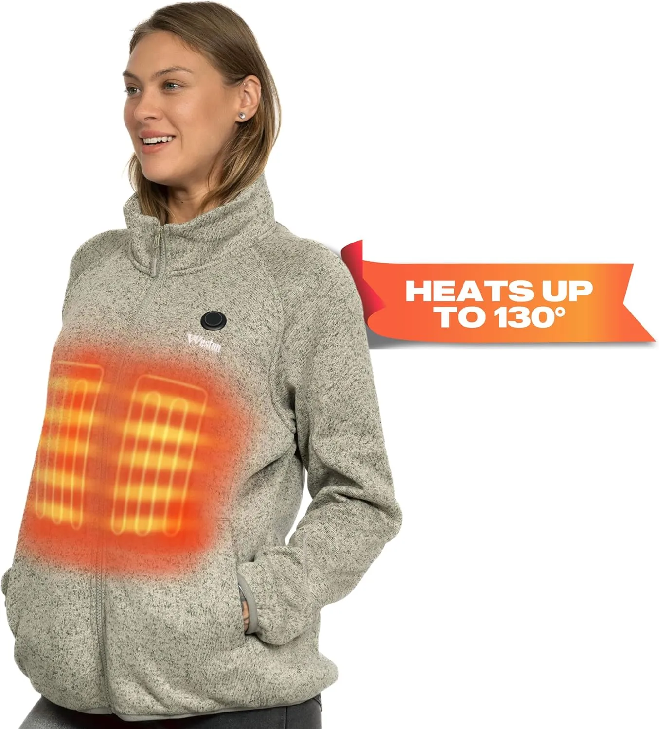 Weston Heated Fleece Jacket for Women - Rechargeable & Electric - Women's Heated Jacket & Sweatshirt for Cold Weather