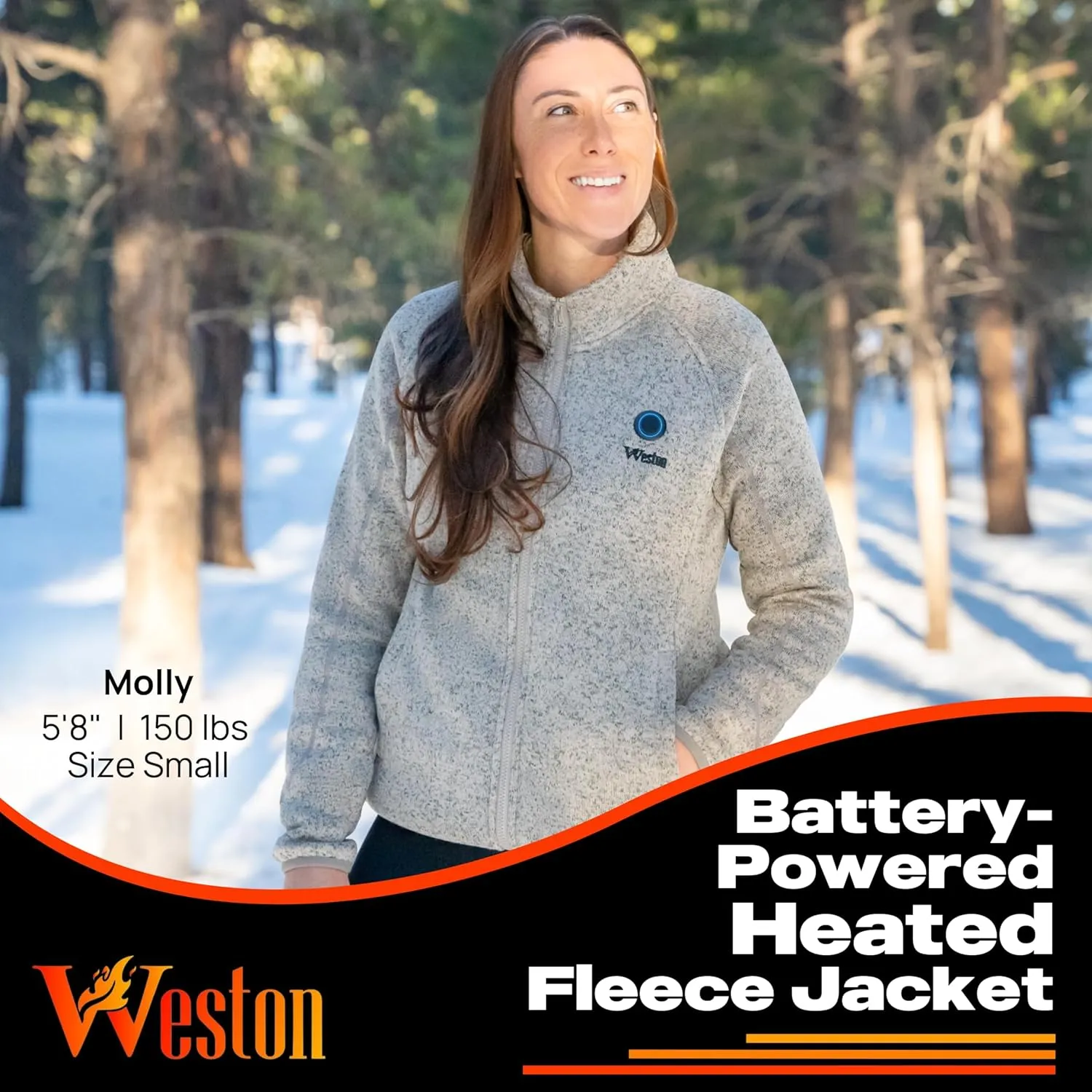 Weston Heated Fleece Jacket for Women - Rechargeable & Electric - Women's Heated Jacket & Sweatshirt for Cold Weather