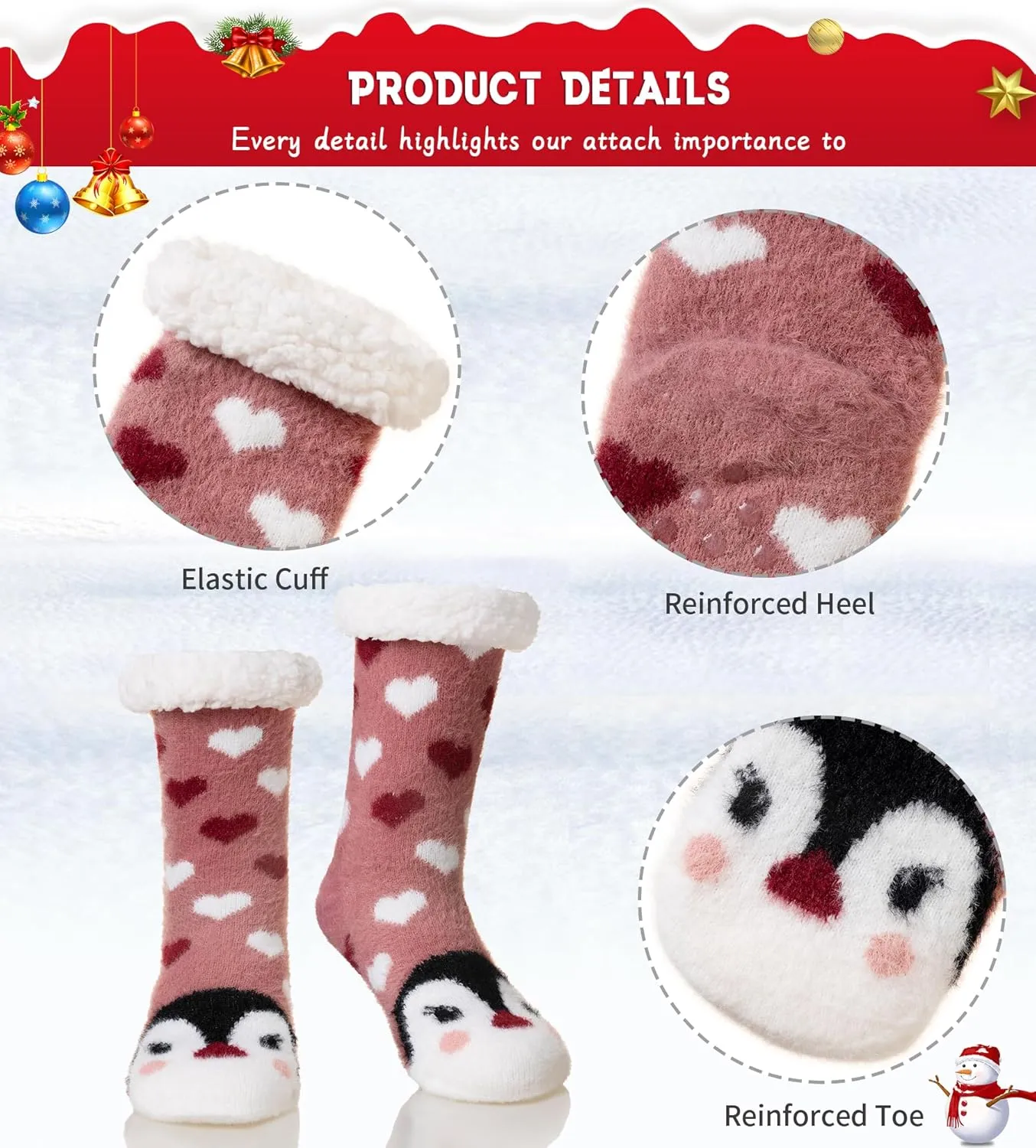 WEVIAS Womens Slipper Fuzzy Socks Winter Thermal Cozy Warm Fleece Lined Non Slip Fluffy Thick Soft Sleep Cabin Socks With Grips