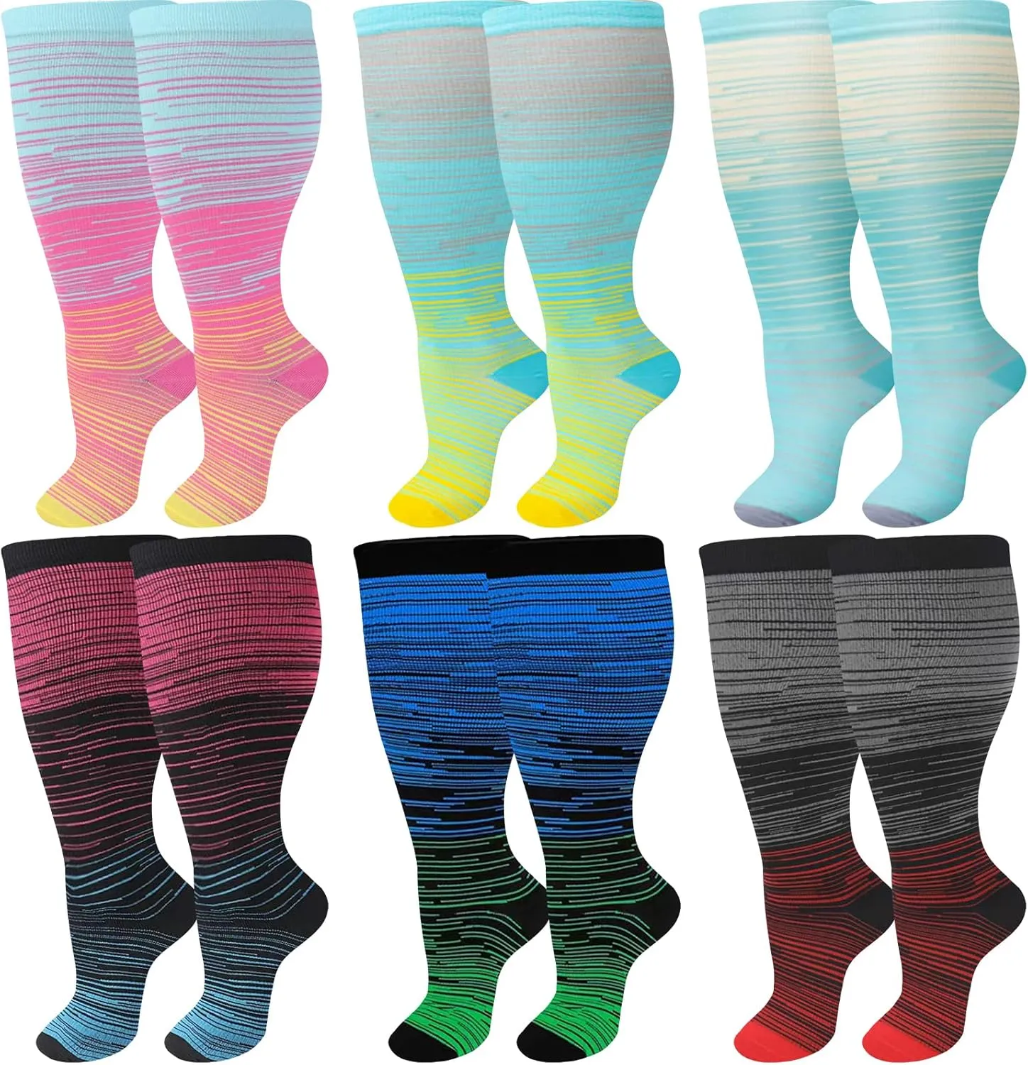 Wide Calf Compression Socks for Women Men,Large Plus Size Compression Socks Support for Nurse Pregnant