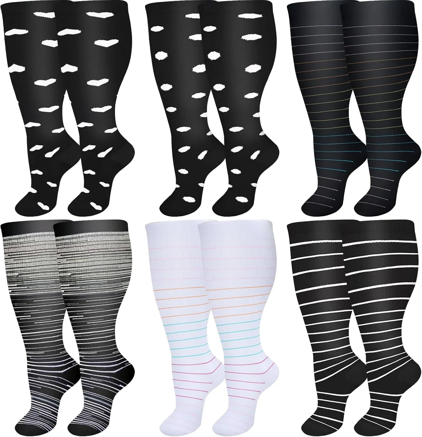 Wide Calf Compression Socks for Women Men,Large Plus Size Compression Socks Support for Nurse Pregnant