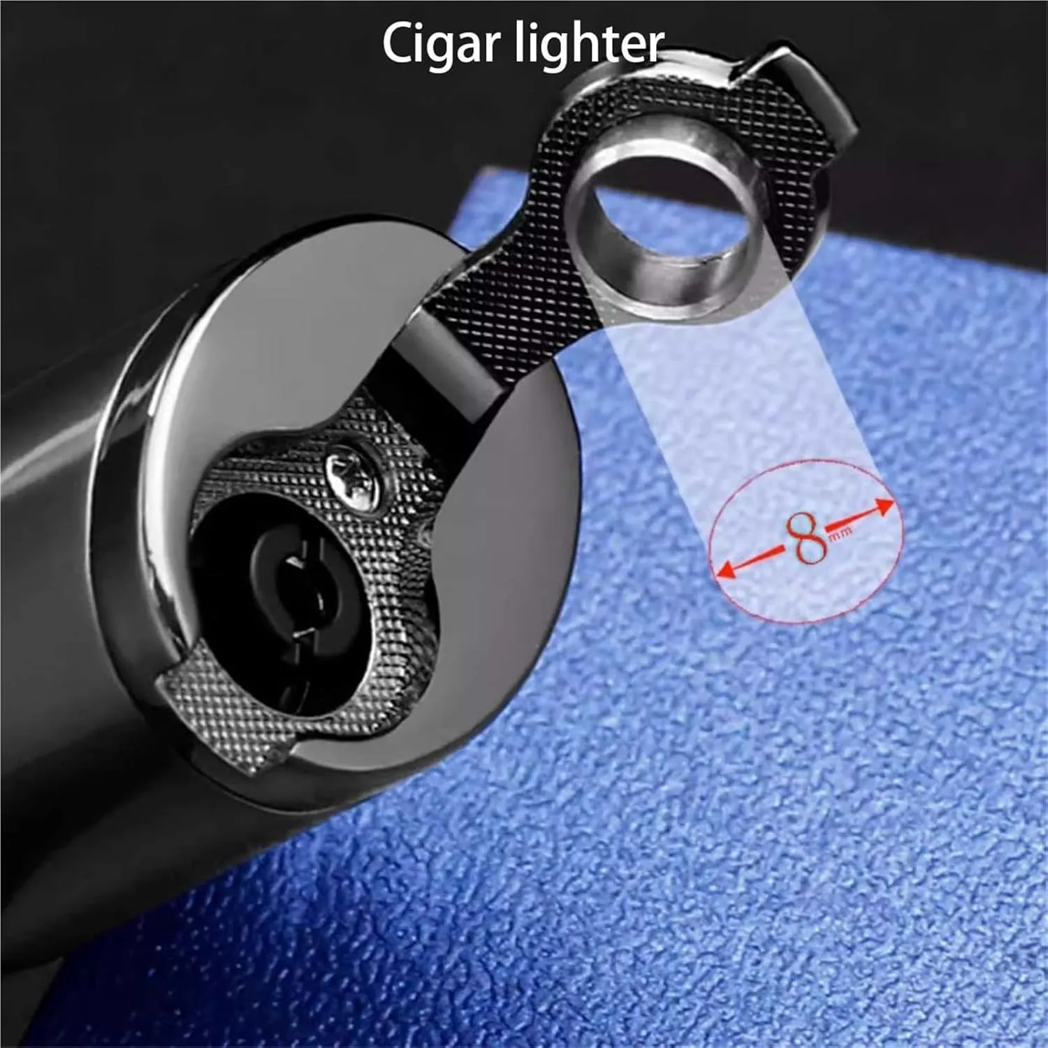 Windproof Straight Dual Fire Blue Flame Lighter, Cigar Lighter, Visible Fuel Window, Adjustable Flame Size, Refillable Butane Gas, Suitable for Cigars, Camping, Bonfire, BBQ, Men's Gift. (2 Pack)(D)