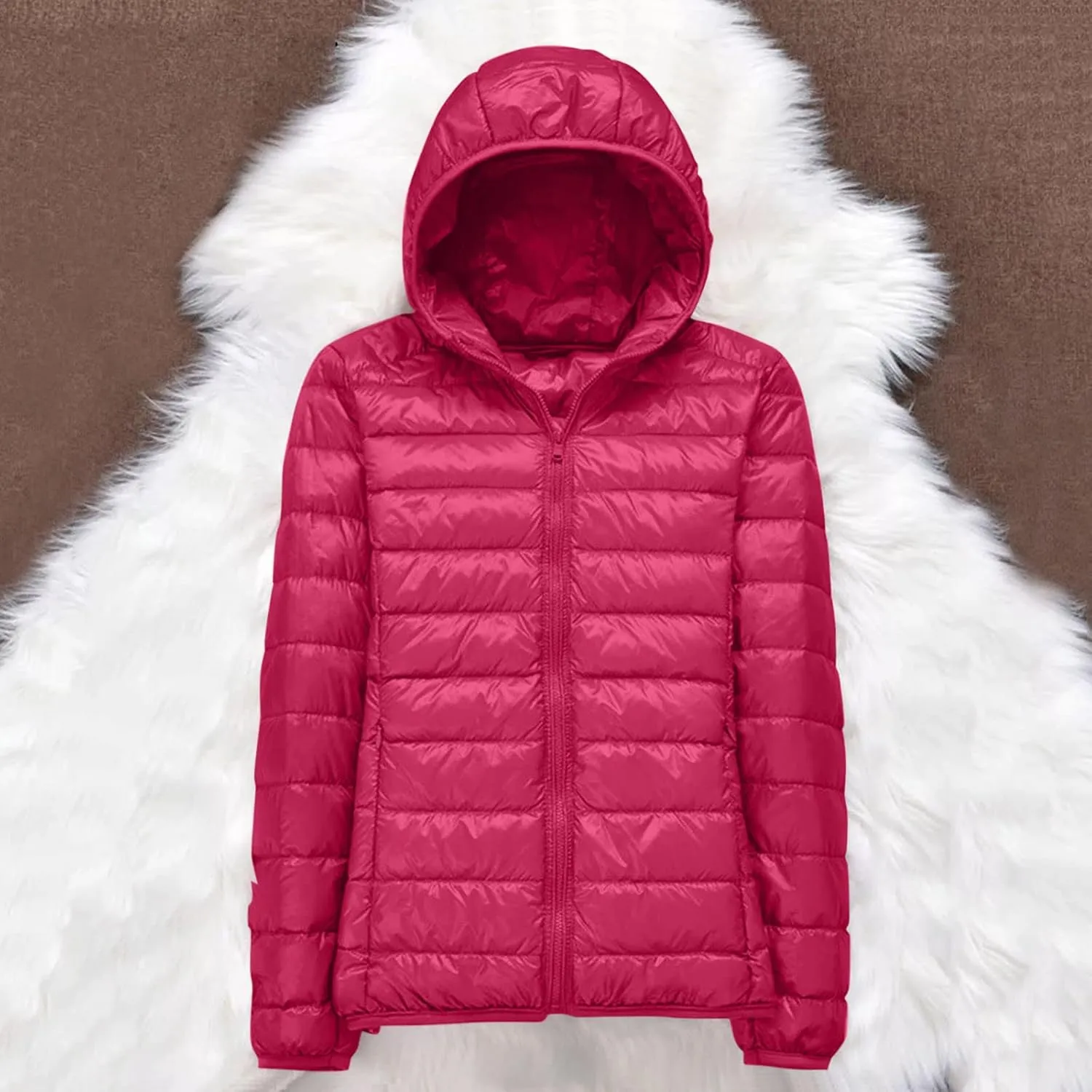 Winter Puffer Coats for Women, Womens Lightweight Puffer Jacket Packable Hooded Puffer Jacket Winter Zip Up Puffy Jacket