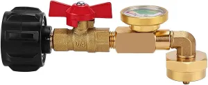 Wmool 2024 New Propane Refill Elbow Adapter with Tank Gauge, Propane Tank Adapter for 1 lb Tank, Universal Propane Gas Gauge for BBQ Gas Grill Cylinder RV Camper