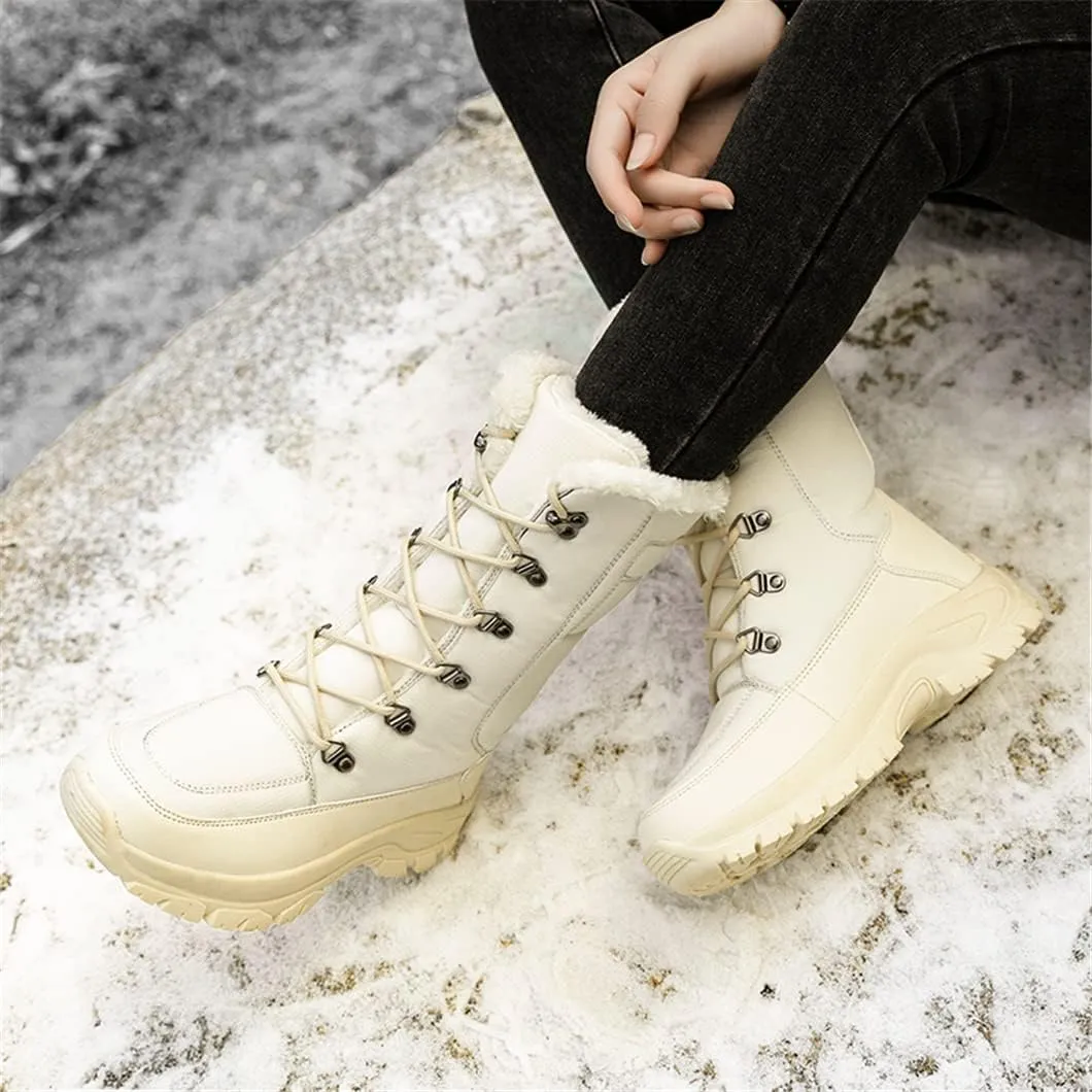 Women High Top Hiking Snow Boots Anti-Slip Womens Shoes Outdoor Climbing Trekking Shoes Plush Cotton Shoes