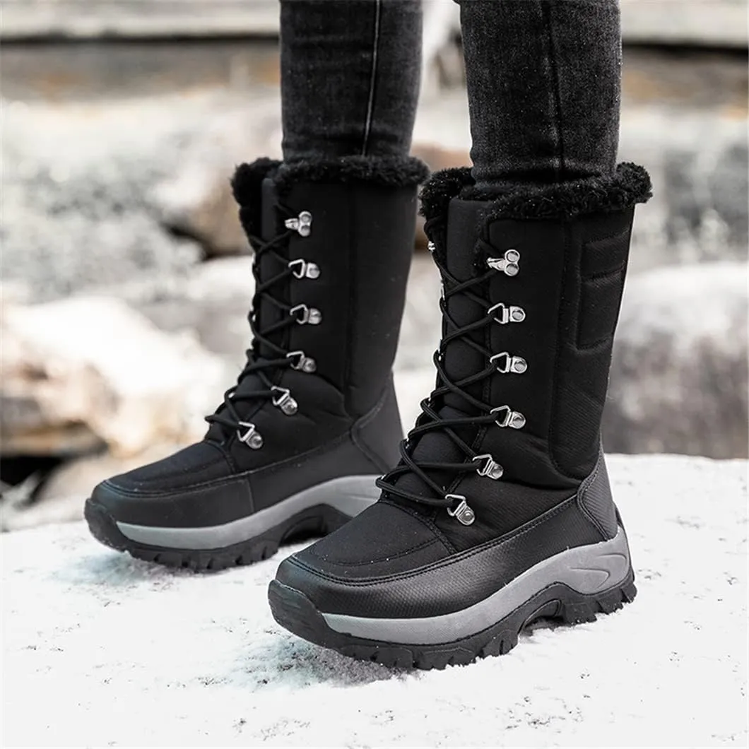 Women High Top Hiking Snow Boots Anti-Slip Womens Shoes Outdoor Climbing Trekking Shoes Plush Cotton Shoes