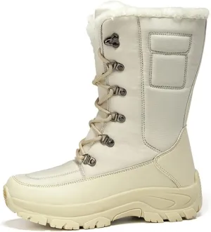 Women High Top Hiking Snow Boots Anti-Slip Womens Shoes Outdoor Climbing Trekking Shoes Plush Cotton Shoes