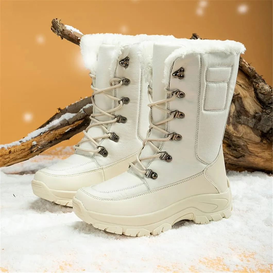 Women High Top Hiking Snow Boots Anti-Slip Womens Shoes Outdoor Climbing Trekking Shoes Plush Cotton Shoes