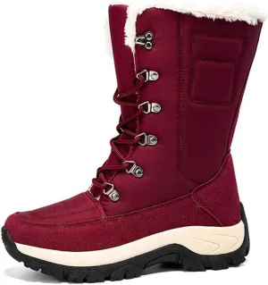 Women High Top Hiking Snow Boots Anti-Slip Womens Shoes Outdoor Climbing Trekking Shoes Plush Cotton Shoes
