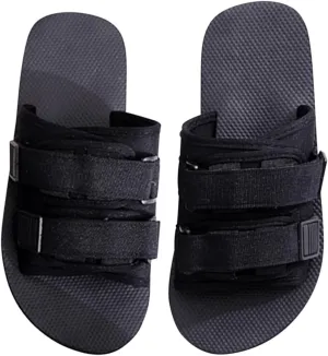 Women's Hook and Loop Slipper Solid High Elastic Casual Sandal Anti-Slip Strappy Beach Slide Open Toe Slip on Sandals