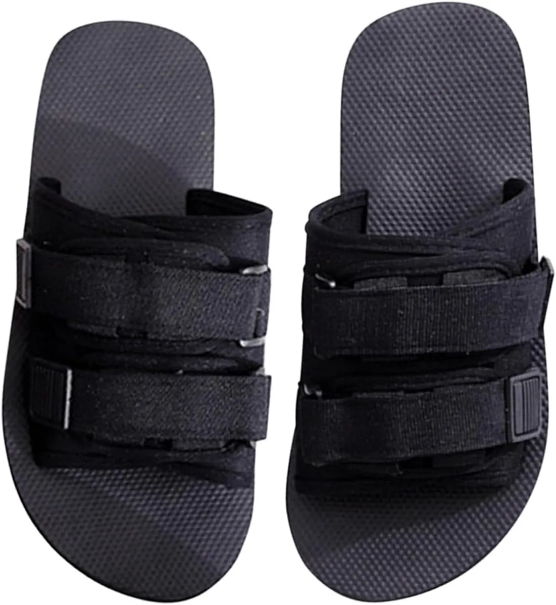 Women's Hook and Loop Slipper Solid High Elastic Casual Sandal Anti-Slip Strappy Beach Slide Open Toe Slip on Sandals