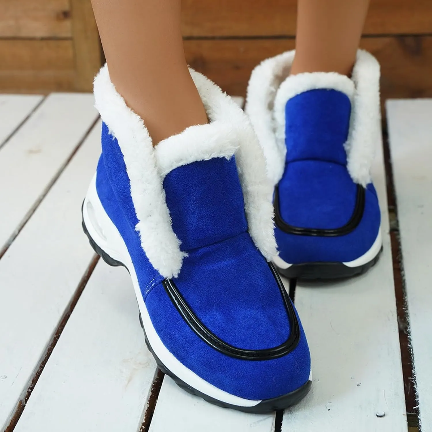 Womens Snow Boots Suede Anti-slip Winter Boots Classic Warm Fur Booties Casual Slip on Ankle Boots Comfortable Winter Shoes Trekking Shoes