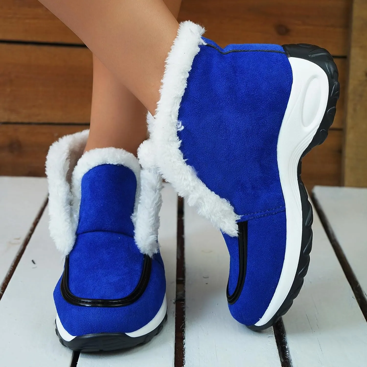 Womens Snow Boots Suede Anti-slip Winter Boots Classic Warm Fur Booties Casual Slip on Ankle Boots Comfortable Winter Shoes Trekking Shoes