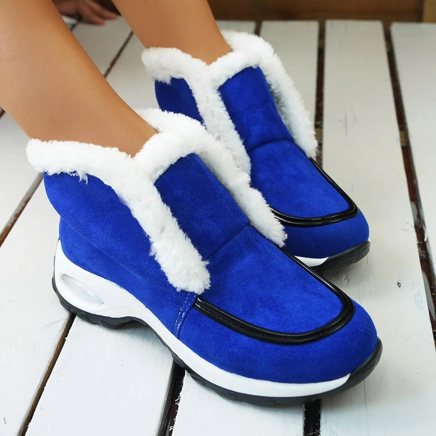 Womens Snow Boots Suede Anti-slip Winter Boots Classic Warm Fur Booties Casual Slip on Ankle Boots Comfortable Winter Shoes Trekking Shoes