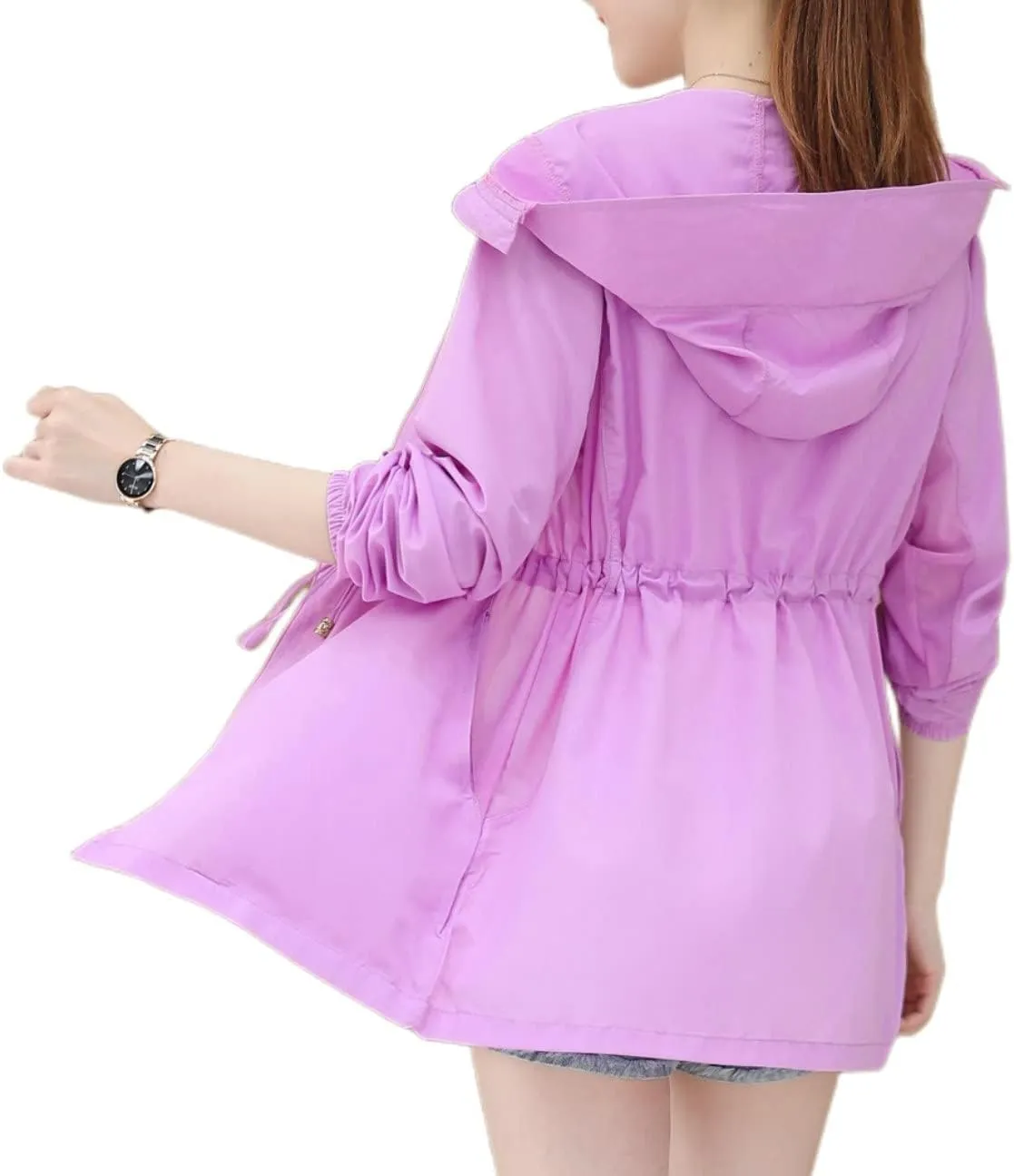 Womens sun protection clothing summer riding medium length hooded UV protection zipper sunscreen shirt