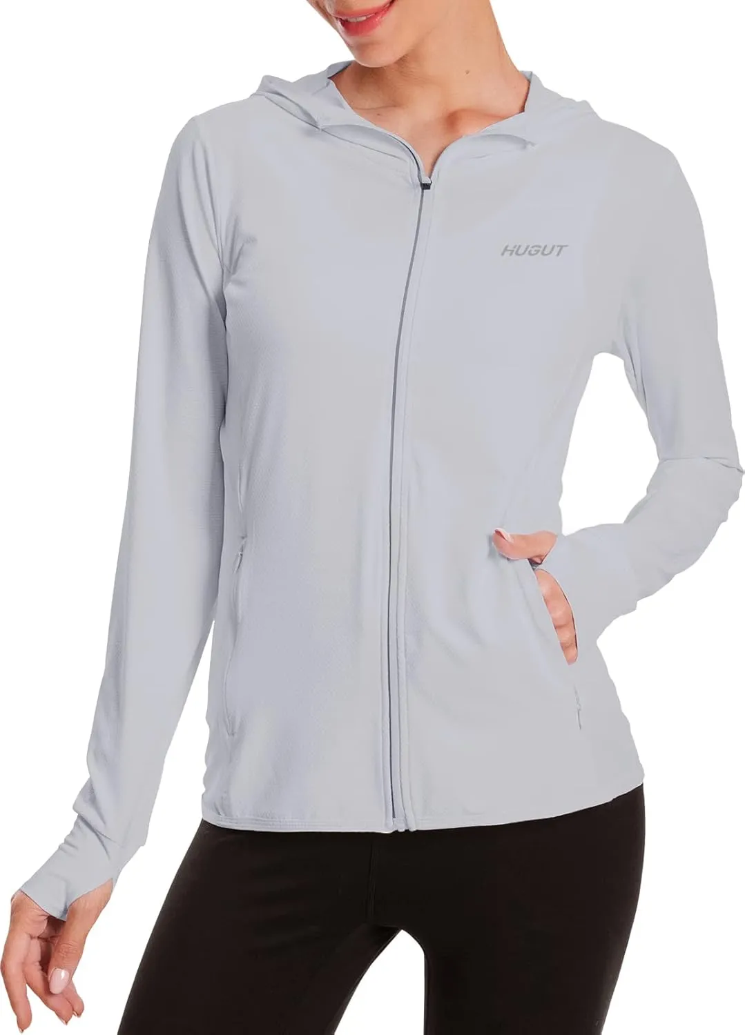 Women's UPF 50  Sun Protection UV Jacket - Zip Up Hoodie Long Sleeve Hiking Fishing SPF Performance Shirt with Thumbhole