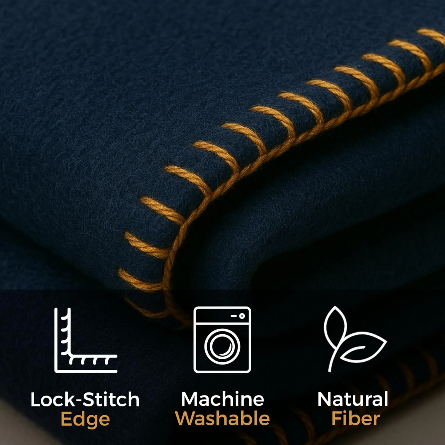 Wool Camping Blanket – 70% Wool Heavy-Duty Military Style Throw, Warm & Washable, Fire Retardant Cover for Emergency, Survival & Outdoor Use – Perfect for Camping, Car, Home & Hiking, Navy 62x84